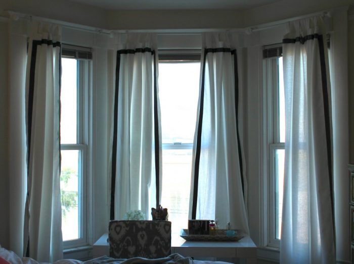 Ideas Medium size Nice Picture Of White Large Window Curtains Along Escorted By White Curtain Rod Also White Button Curtain Top For Living Room Decoration Mesmerizing Window Treatment Decoration Using Large Window