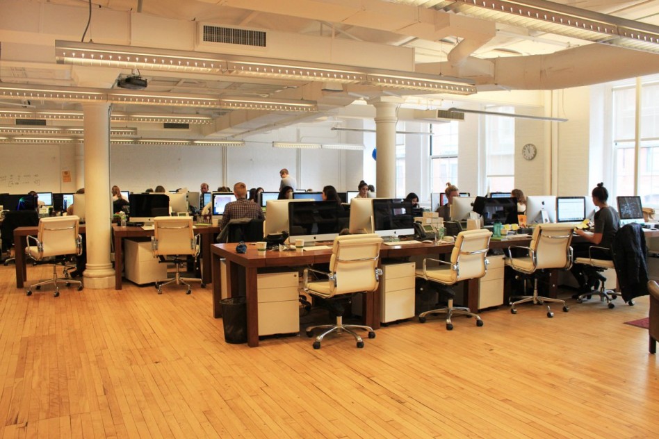 Open Plan Office Escorted By Light Brown Wooden Floor Tiles Also Brown Wooden Desk Escorted By White Drawers Also White Leather Office Armchair Modern Office Escorted By Impressive Desk Kitchen Designs