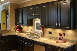 Kitchen Designs Thumbnail size Pleasureable Dark Wood Cabinets Escorted By Brown Granite Top Single Chrome Undermount Sink As Decorate In Small Kitchen Schemes Piquant Dark Wood Cabinets For Women Dream Kitchen