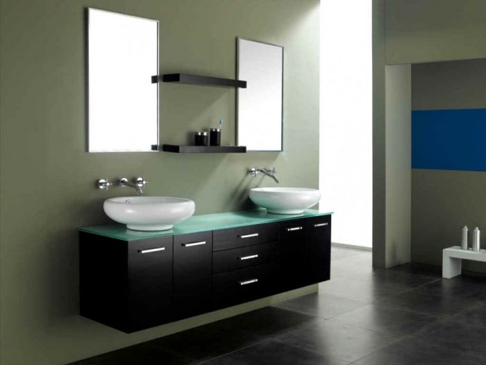 Bathroom Designs Retro Bathroom Style Escorted By Cool Tone By Impressive Concept Cool Black Wooden Wall Cabinet By Golden Handle Double Side Mirror By Black Board Shelves Cool Small Bathroom How Remodeling A Small Bathroom Ideas