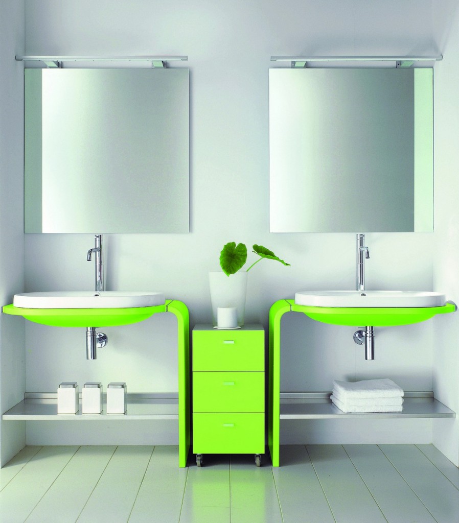 Bathroom Designs Schemes Plan For Nice Small Bathrooms Using Rectangular Light Green Laminate Cabinets Rectangle Mirrors Escorted By Silver Single Hole Faucets Rectangular White Sinks Alone The Design Of Small Toilets For Small Bathrooms