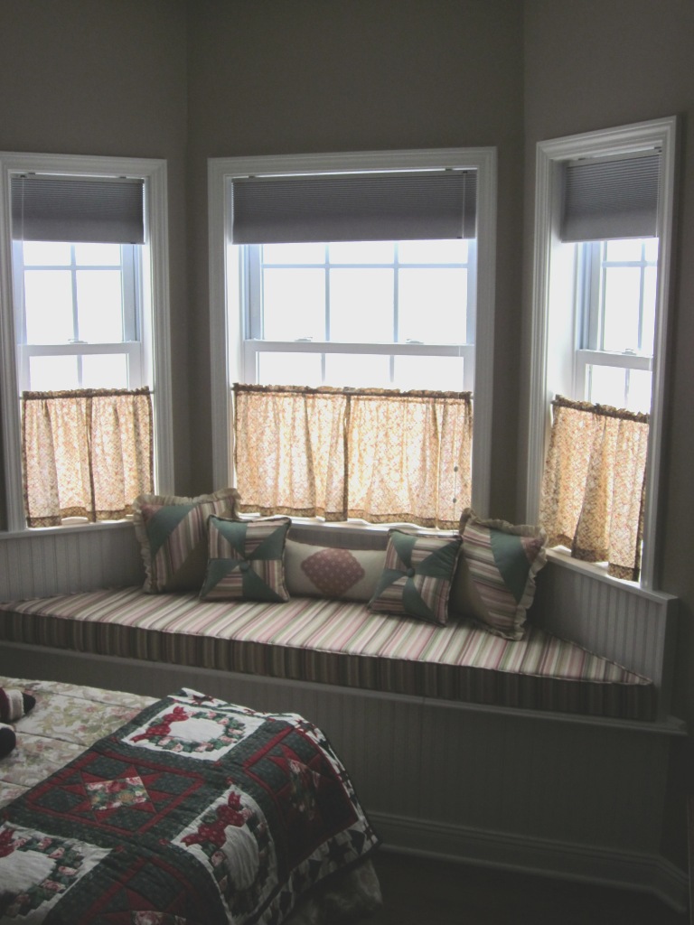 Simple About Creative Wooden Build Bay Window Seat Escorted By Colourfull Stripes Mattres As Well As Piles Beautiful Small French Curtain As Well As Wooden Window Build Bay Window Seat For Great Furniture + Accessories