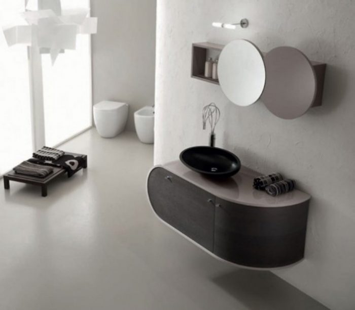 Bathroom Designs Medium size Small Luxurious Cool Small Bathroom Style Bowl Shaped Bathroom Sink Style Nice Custom Wooden Cabinet Swollen Style Also Storage Details Cute Round Mirror Cool Small