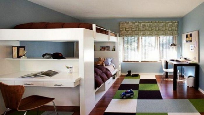 Kitchen Designs Medium size Surprising Kid Bedroom Decoration Using Light Blue Bedroom Wall Paint Including Colorful Carpet Tile As Well As Cherry Wood Bedroom Flooring Fancy Home Interior Decoration Using Various Carpet Tile