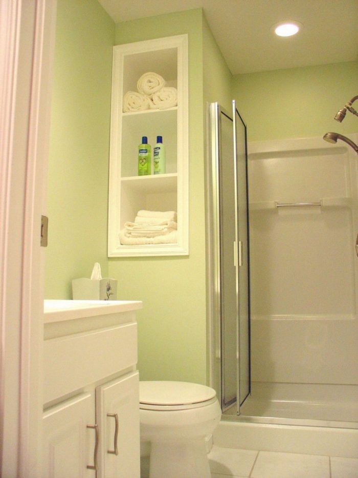 Bathroom Designs Medium size Sweet Light Green Cool Small Bathroom Style For Teen Also Girl Room Escorted By Moulded Cabinet Sweet Shower Room Escorted By Chroom Metal Framed Trim Cool Small Bathroom Styles