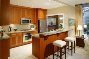 Kitchen Designs Thumbnail size Kitchen Designs U Shape Small Kitchen Decoration Escorted By Backless Square White Velvet Tall Kitchen Chair Along By Solid Light Oak Wood Kitchen Cabinet As Well As Grey Granite Kitchen Counter Tops Kitchen Layouts And Design For More Fun Cooking