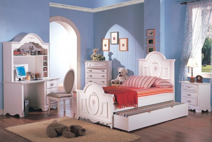 Teen Room Designs Medium size Astounding Girl Ikea Bedroom Decoration Using White Wood Girl Trundle Bed Frame Including Curved White Wood Girl Headboard As Well As Light Blue Girl Room Wall Paint Elegant Picture Of Ikea Bedroom