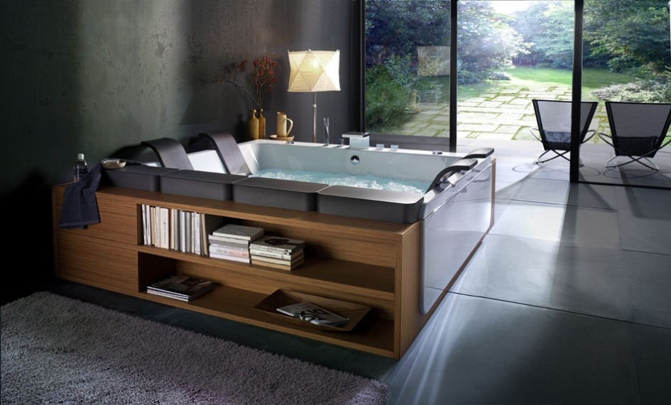 Bathtubs For Small Spaces Bathtubs Design With A View Of Nature With Marble Tile Floor Bathroom Design Ideas With Sliding Glass Door Ideas With Fur Rug Bathroom Designs