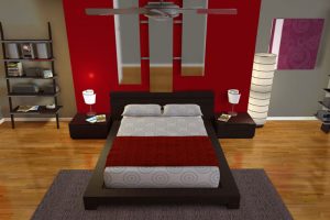 Ideas Bedroom Interior Decorating Programs With Laminated Flooring Program And Great Red Color In Combination With Elegant Bed Sets And Wooden Cabinets List Of Interior Decorating Programs
