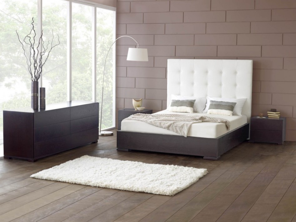 Bedroom Simple As Well As Neat Modern Brown Ikea Bedroom Decoration Using Large Glass Wall In Bedroom Including Rectangular Furry White Bedroom Rug As Well As Solid Walnut Wood Bedroom Flooring Elegant Picture Teen Room Designs