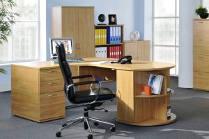 Furniture + Accessories Thumbnail size Computer Armoire Desk Design Ideas And Glass Window For Home Office Design Ideas With Drawers With Light Brown Wooden Material And Black Swivel Chair And Cabinets And Grey Flooring Ideas