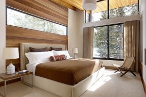 Bedroom Designs Thumbnail size Cool Contemporary Bedroom Design Ideas With White Bed Brown Bed Covers White Pillow Brown Curtains Glass Door Wooden Chair Brown Carpet Flooring Table Lamp And Book On The Table