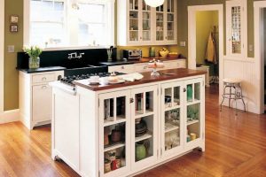 Ideas Thumbnail size Cool Picture Of Small Kitchen Scheme As Well As Decoration Using Rectangular White Wood Glass Door Kitchen Island Including Black Granite Kitchen Counter Tops As Well As Light Green Kitchen Wall Paint