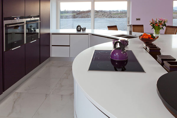 Kitchen Designs Countertop Fresh Cut Flowers Orange Purple Teapots Transparent Glass Window Purple Wall Rattan Chair Brown Ceramic Nice Floor Tile Stopcontact Electric Double Wall Oven In Black Cup White Drawer Kitchen Design Software Free To Design Kitchen