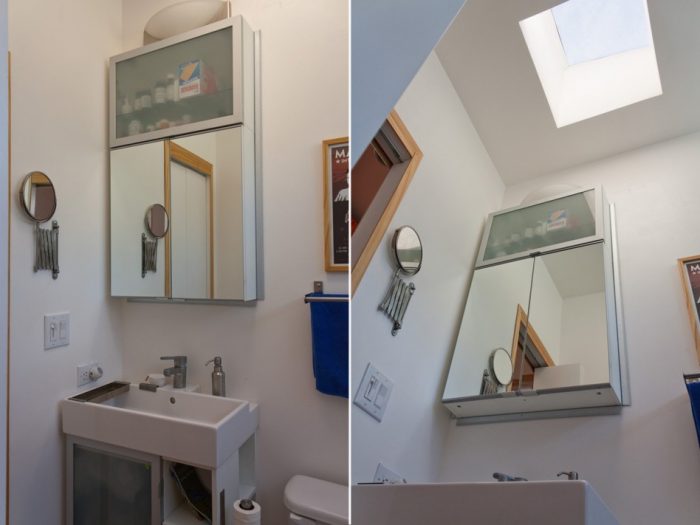 Bathroom Designs Endearing Picture Of White Dwell Magazine Bathroom Scheme As Well As Decoration Using Hanging Wall Mirror Bathroom Cabinet Including Glass Sliding Bathroom Vanity As Well As Skylight In Bathroom Breathtaking Cozy Minimalist Bathroom Designs