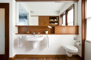 Bathroom Designs Endearing Picture Of White Dwell Magazine Bathroom Scheme As Well As Decoration Using Hanging Wall Mirror Bathroom Cabinet Including Glass Sliding Bathroom Vanity As Well As Skylight In Bathroom Breathtaking Cozy Minimalist Bathroom Designs