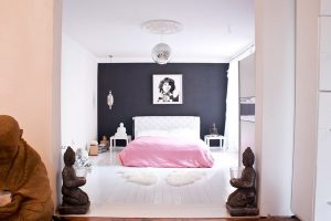 Bedroom Designs Thumbnail size Exciting Modern Bedroom Design Ideas For Girls With White Wall White Ceramic Flooring White Bed Pink Bed Covers Chandelier Design