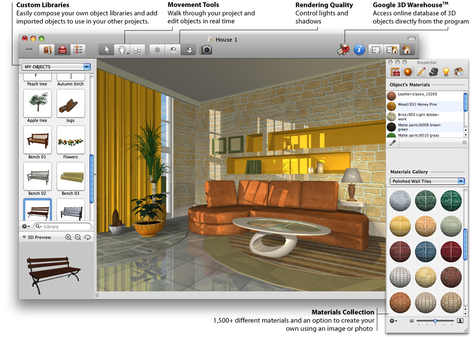 Fascinating Best Software For 3d Home Design With Materials Gallery And Many Object For Decorating Cool Room Ideas