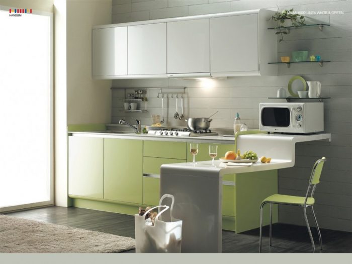 Kitchen Designs Fresh As Well As Modern Interior Decorating Plan For Kitchen Escorted By Custom Green Grey Wall Cabinet Built In Escorted By Artistic Chair As Well As Desk Nice Brown Rug Nice Galleries Of Interior Decorating Plan Design A Kitchen For Minimalist, Simple, And Beautiful House