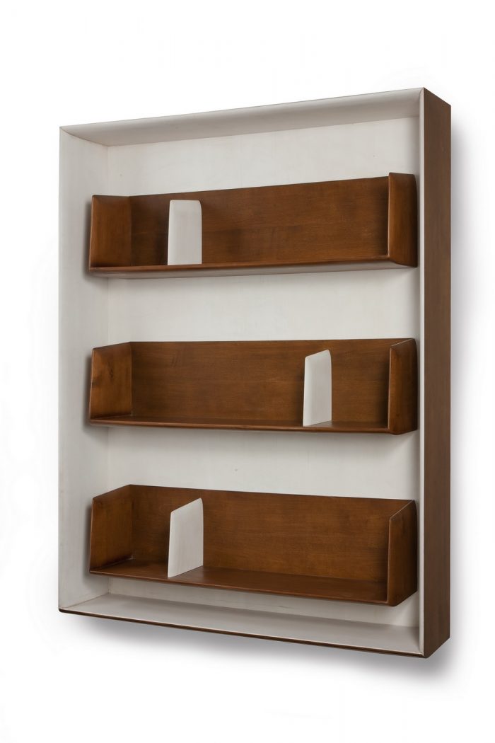 Furniture + Accessories Medium size Furniture + Accessories Furniture Brilliant Wooden Wall Mounted Shelves Design With Three Shelving Idea In Rectangle Frame Creative And Unique Bookshelves Designs Wall Hanging Bookshelf Ideas Shelving Design The Use Of Shelving Design