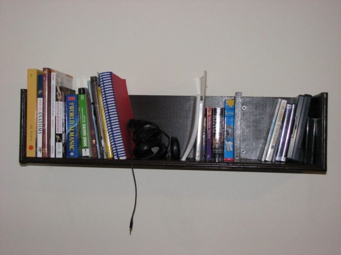 Furniture + Accessories Medium size Furniture + Accessories Furniture Very Minimalist Design Of Diy Wall Mounted Bookshelf Idea With Black Color Finish 37 Creative And Unique Bookshelves Designs Wall Mounted Book Shelving Systems Diy Wall Shelving Design The Use Of Shelving Design