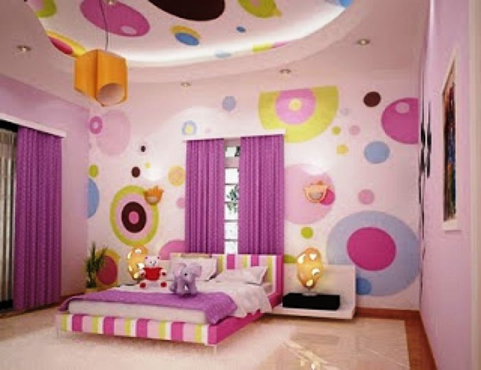 Ideas Girl Kids Bedroom Decor Ideas And Laminate Flooring Design With Ceiling Decal And Purple Curtain With Purple And Draw Wall Decor And Pillow With Colorful Ideas Hardwood Laminate Flooring Cost For Some Types Of Wood