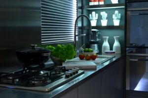 Kitchen Designs Thumbnail size Good Stainless Faucet Washstand Blender Vegetable And Fruits Stack Tin In Contemporary Stainless Floating Shelf Grey Floor Modern Kitchen Design Stainless Pan Gas Stove Stainless Kitchen Countertop
