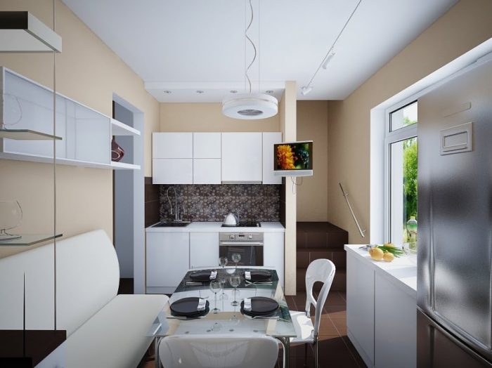 Kitchen Designs Kitchen Design Black White Cream Kitchen Glass Dining Table Pendant Lamp Cream Wall Dining Table White Dining Chair Ceiling Lamp White Wallshelves White Kitchen Island White Kitchen Design Black For Kitchen Subway Tile Backsplash