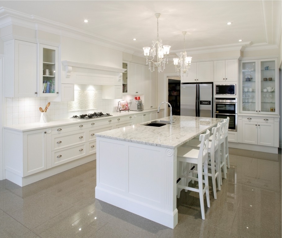 Lighting For White Kitchen Design Ideas White Kitchen Cabinet With Stove Design Chandelier White Kitchen Cabinet Design With Marble Countertop Ideas White Kitchen Storage Furniture Kitchen Designs