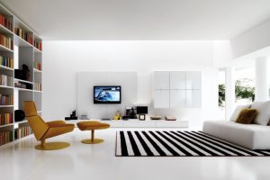 Interior Design Thumbnail size Living Room Design Ideas With Black And White Carpet Flooring Ideas For Living Room Interior Design Ideas With Bookshelves Design Ideas With White Sofa And Cushion Ideas