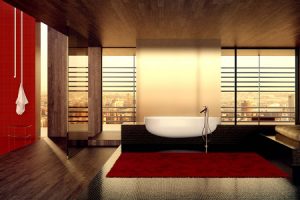 Bathroom Designs Thumbnail size Low Profile Bed Design Modern Bathroom Inspiration With Wood Floor Design With Bedroom Design Ideas With With Pendant Lamp With White Bath Tub With Red Bathroom Tile Wall Design Ideas