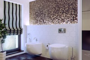 Bathroom Designs Thumbnail size Modern Bathroom Wall Tile Design Ideas With Washbasin Cabinet Design Ideas With Bathroom Floor Design With White Fur Rug With Glass Window And Black And White Curtain Ideas