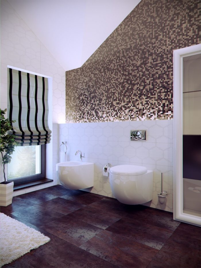 Bathroom Designs Modern Bathroom Wall Tile Design Ideas With Washbasin Cabinet Design Ideas With Bathroom Floor Design With White Fur Rug With Glass Window And Black And White Curtain Ideas Small Bathrooms For Small Spaces