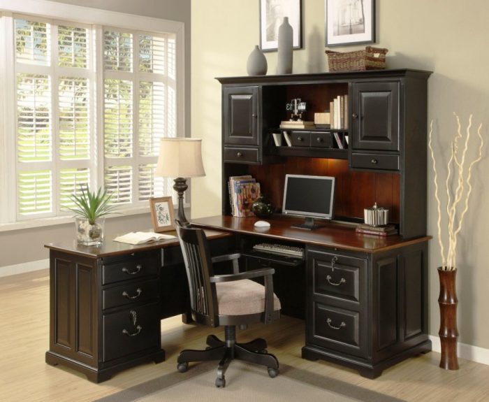 Interior Design Medium size Modern Computer Armoire Desk Design Ideas And Carpet Flooring For Home Office Design Ideas With Drawers And Cabinet And Blind Window And Laminate Flooring Ideas