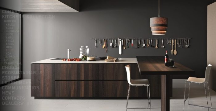 Interior Design Modern Kitchen Decoration Ideas From Black Wall Interior And White Flooring Furniture Ideas From Wooden Kitchen Island With Stove And Washstand Design And Suspended Rack Design Ideas Storing Coat Correctly In Cool Coat Rack