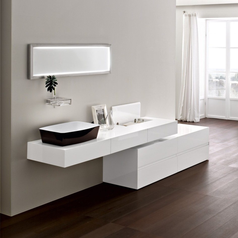 Modern White Bathroom Vanity Units Design For Italian Bathroom Design With Wooden Flooring And White Curtains For Interior Bathroom Design Ideas Bathroom Designs