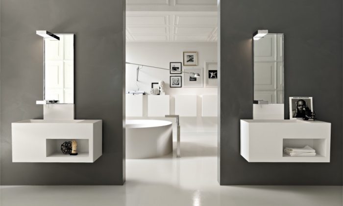 Bathroom Designs Modern White Italian Bathroom Design Ideas With White Bathroom Vanity Units With Mirror And White Bathtubs And White Wall Units Design For White Bathroom Design Ideas Design Small Bathroom In Your Small House