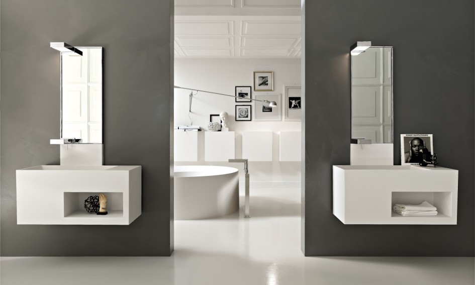 Modern White Italian Bathroom Design Ideas With White Bathroom Vanity Units With Mirror And White Bathtubs And White Wall Units Design For White Bathroom Design Ideas Bathroom Designs