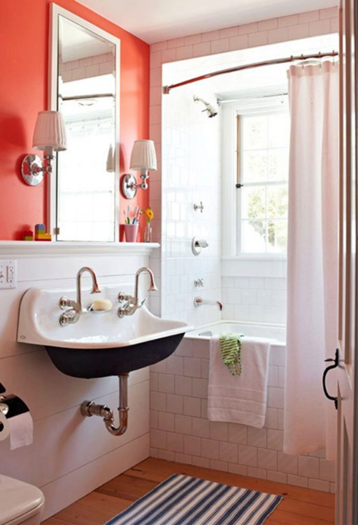 Bathroom Designs Medium size Bathroom Designs New Minimalist Orange And White Bathroom Design Ideas With White Ceramic Tile Wall Design And Glass Window With Orange Bathroom Wall Design And Wooden Flooring For Bathroom Design Ideas Ceramic For Bathroom Ideas Tile