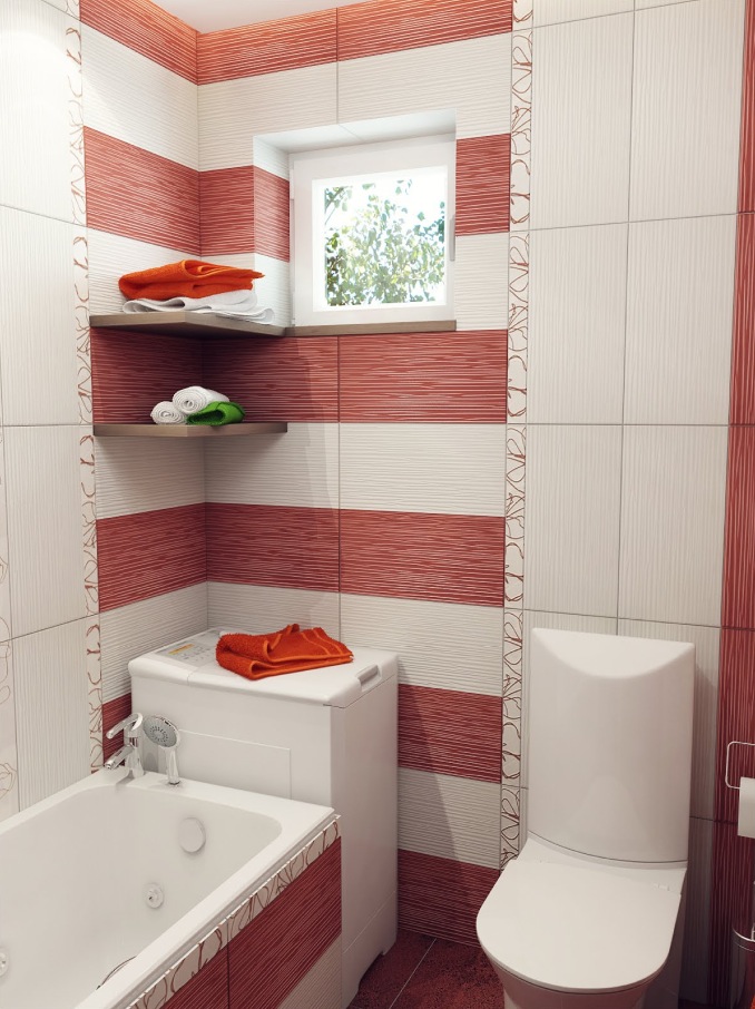 Nice Small Bathroom Design Ideas With Red White Stripe Bathroom Wall Design Ideas With Small Window For Bathroom Interior Design Ideas With Red Bathroom Floor Design Ideas Bathroom Designs