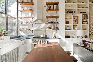 Ideas Thumbnail size Open Kitchen Shelving For Small Kitchen Design Ideas With Wooden Flooring Design Ideas With Glass Window And Stainless Faucet And Stove And White Table Lamp Ideas