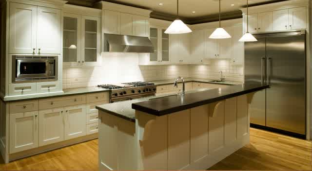Picturesque Kitchen Cabinets Design For Kitchen Ideas With White Appliances White Cabinets Laminate Flooring Refrigerator Ideas Pendant Lamp White Backsplash For Kitchen Interior Design Ideas Interior Design