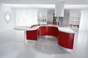 Kitchen Designs Red And White Kitchen Color Scheme With Unique Kitchen Island Design Ideas With Stainless Faucet For Washbasin Design And Red White Kitchen Interior Design Ideas Style Minimalist-Kitchen-Design-Ideas-With-Small-Kitchen-Cabinet-And-White-Ceramic-Tile-Floor-Design-For-Interior-Kitchen-And-Dining-Room-Design-Ideas-With-Long-Glass-Dining-Table-And-Dining-Design