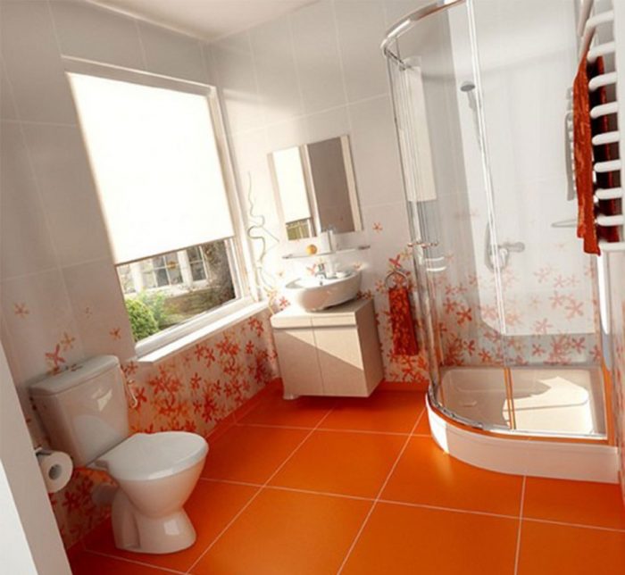 Bathroom Designs Medium size Toilet Marble Bathroom Wall Tile Orange Bathroom Design Ideas With Small Shower Room Design Ideas With Small Bathroom Vanity Design With Glass Window And Orange Bathroom Floor Tile Design Ideas