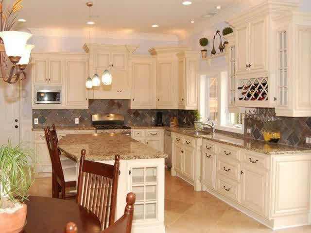 Interior Design Traditional Kitchen Cabinets For White Kitchen Design Ideas With White Appliances White Cabinets Pendant Lamp Marble Flooring Granite Countertop Ideas For Kitchen Interior Design Ideas Hardwood Floor Laminate For Interior Design