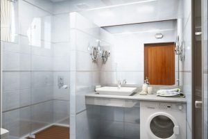 Bathroom Designs Thumbnail size White Ceramic Tile Idea With Laundry Room Design With Large Mirror With Shower Room Design With Stainless Faucet And Washbasin Cabinet With White Ceramic Wall Design Ideas