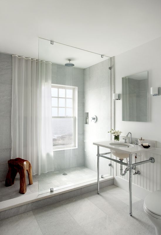 Bathroom Designs White Shower Room Frameless Shower Screen Washbasin Cabinet Stainless Faucet Mirror White Curtains Glass Window Shower Bathroom Design Shower Room Interior Design The Excess And The Lack Of Bathroom Shower Ideas