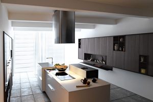 Kitchen Designs Thumbnail size White Wall Ceramic Flooring Knife On The Kitchen Island Stainless Faucet Brown Kitchen Cabinet Bay Window With White Curtain Washing Stand Carrots Floor Lamps Small Teapots Wall Oven Cabinet Ideas