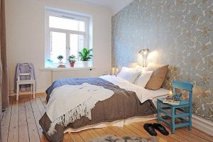 Bedroom Designs Thumbnail size Awesome Modern Swedish Bedroom Designs Ideas With White Wall Wall Art Decor Wooden Flooring White Wooden Chair Blue Chair Cozy Bed White Pillow Brown Bed Covers Design