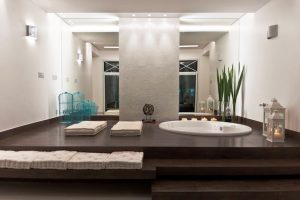 Bathroom Designs Thumbnail size Beautiful Bathroom Tile Spacious Bathroom Design Ideas For Bathroom Interior Design Ideas And Round Bathtub And White Wall Design With Wooden Flooring Design